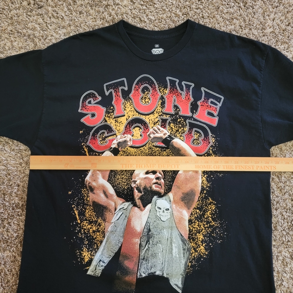 Stone Cold Steve Austin WWE black red Yellow Graphic Tee T-shirt Legends 90S Y2K - Picture 3 of 8